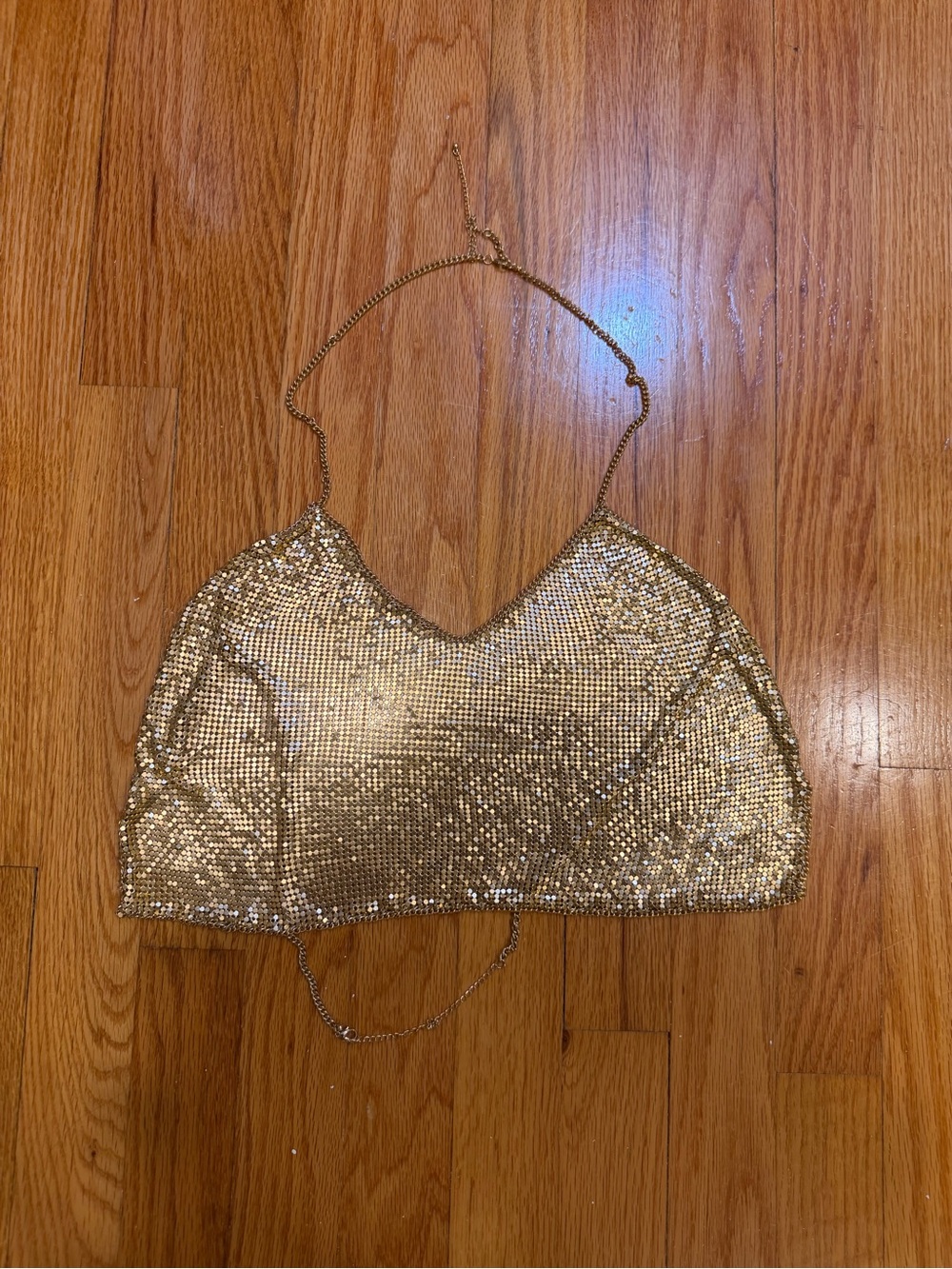 Gold Chainmail Halter Crop Top